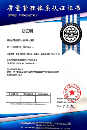 越南2020 ISO证书中文版